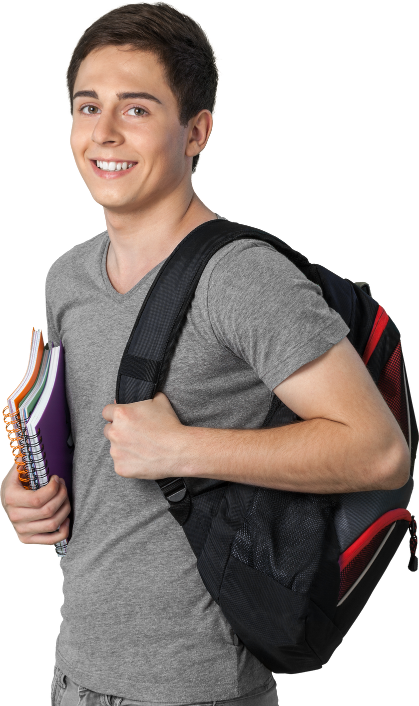 Portrait of Smiling Student with Backpack